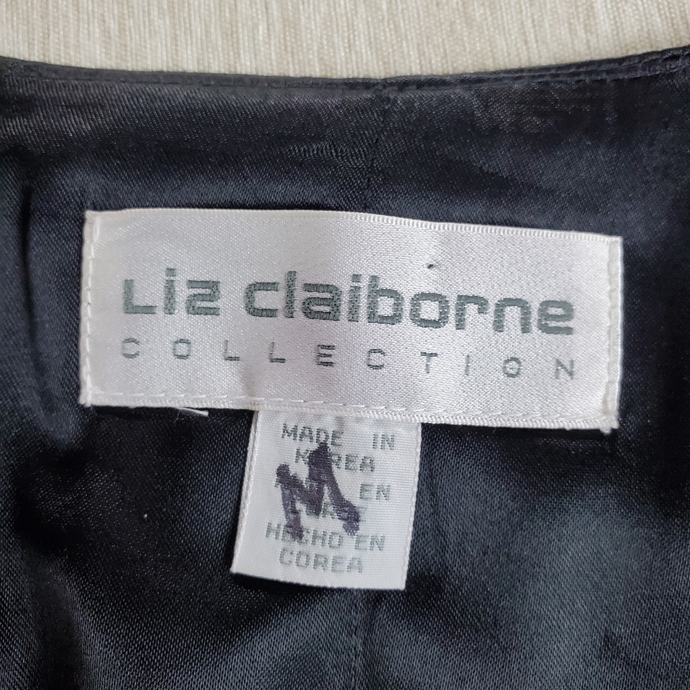 Liz Claiborne women's black vest with embroidered floral design and satin lining - Picture 5 of 7